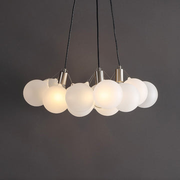 Aubrey 24" 3-Light Mid-Century Glam Frosted Glass Orb LED Chandelier - JONATHAN Y